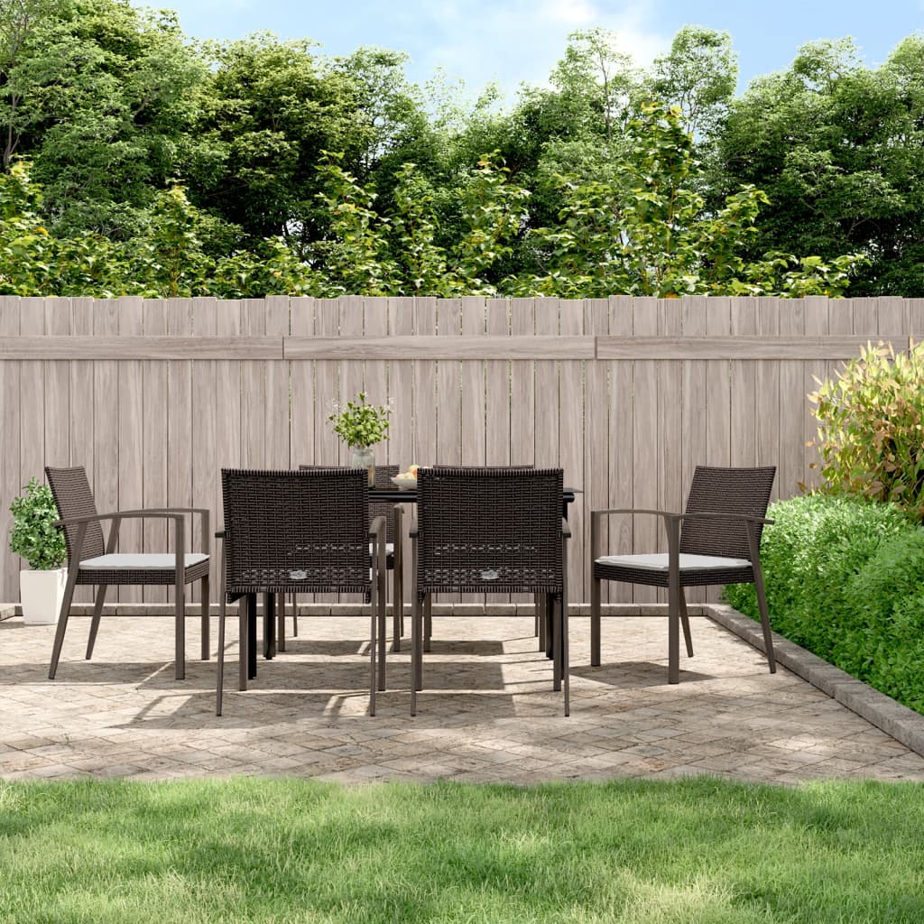 Set Pranzo da Giardino 7 pz con Cuscini in Polyrattan e Acciaio 3186990