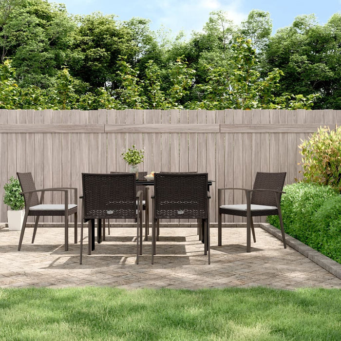 Set Pranzo da Giardino 7 pz con Cuscini in Polyrattan e Acciaio 3186990