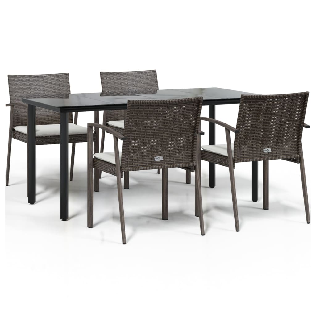 Set Pranzo da Giardino 5pz con Cuscini in Polyrattan e Acciaiocod mxl 76618