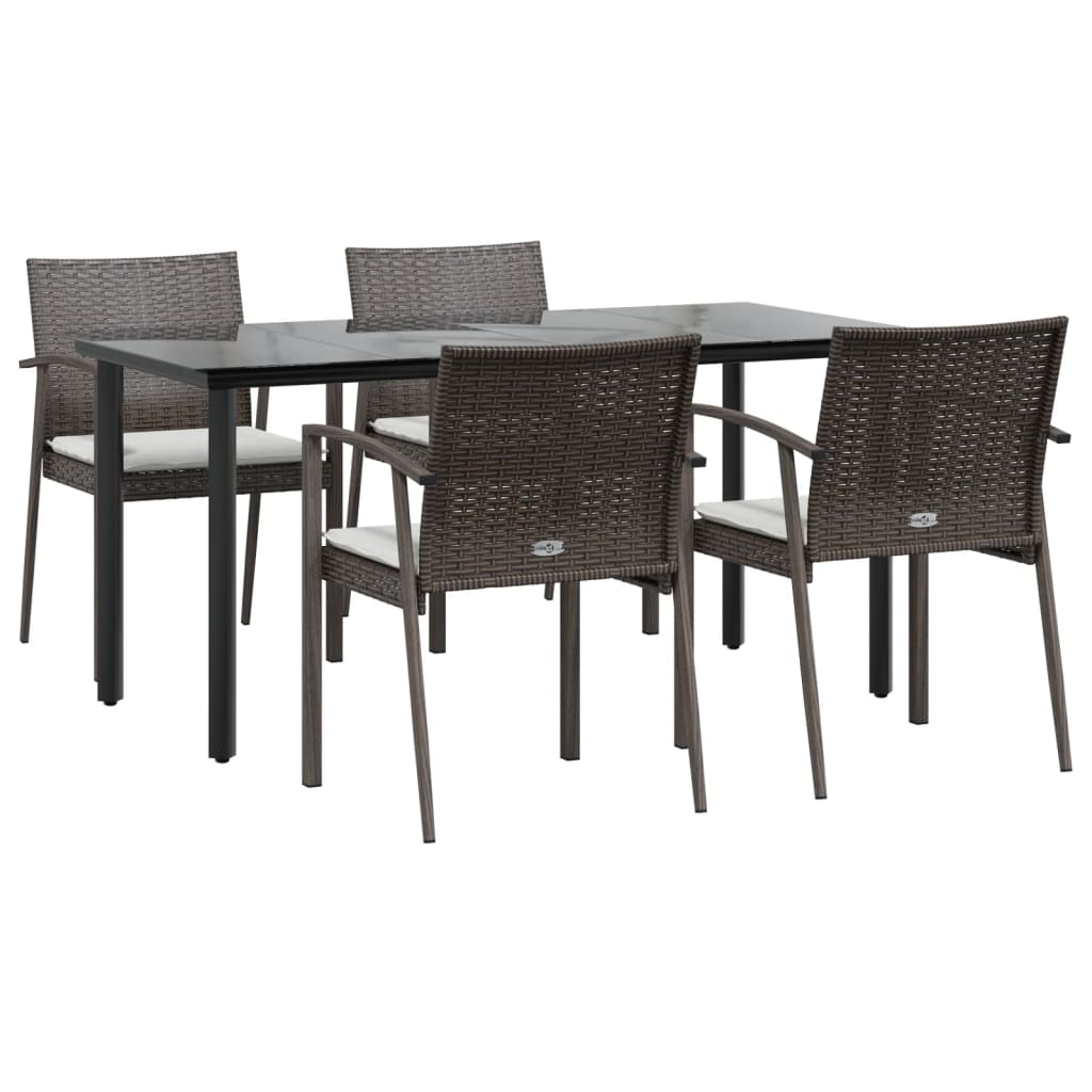 Set Pranzo da Giardino 5pz con Cuscini in Polyrattan e Acciaiocod mxl 76618