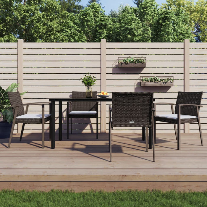 Set Pranzo da Giardino 5pz con Cuscini in Polyrattan e Acciaiocod mxl 76618