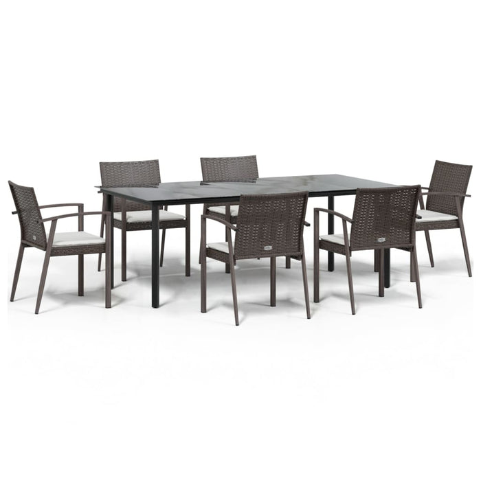 Set Pranzo da Giardino 7 pz con Cuscini in Polyrattan e Acciaiocod mxl 124547