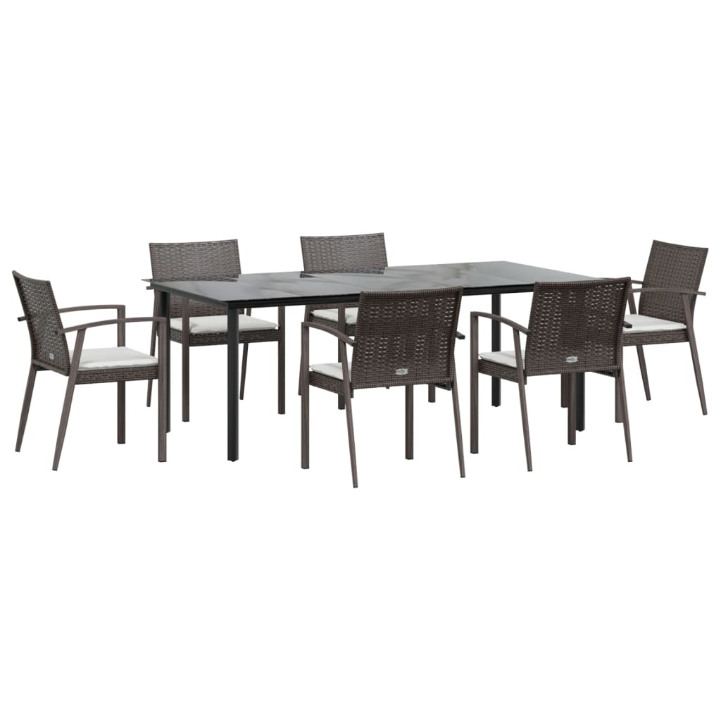 Set Pranzo da Giardino 7 pz con Cuscini in Polyrattan e Acciaiocod mxl 124547