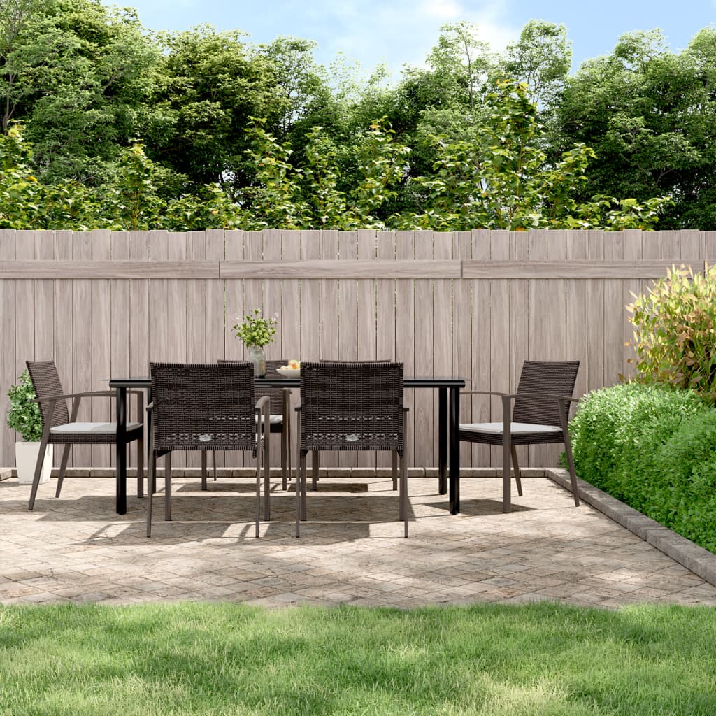 Set Pranzo da Giardino 7 pz con Cuscini in Polyrattan e Acciaiocod mxl 124547