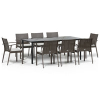 Set Pranzo da Giardino 9 pz con Cuscini in Polyrattan e Acciaio 3186998