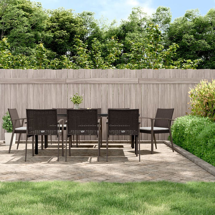 Set Pranzo da Giardino 9 pz con Cuscini in Polyrattan e Acciaio 3186998