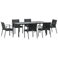 Set Pranzo da Giardino 7 pz con Cuscini in Polyrattan e Acciaio 3186999