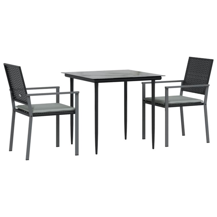 Set Pranzo da Giardino 3pz con Cuscini in Polyrattan e Acciaio 3187001