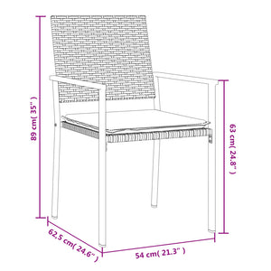 Set Pranzo da Giardino 3pz con Cuscini in Polyrattan e Acciaio 3187001