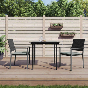 Set Pranzo da Giardino 3pz con Cuscini in Polyrattan e Acciaio 3187001