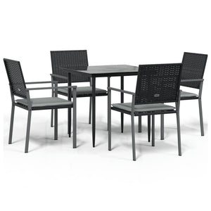 Set Pranzo da Giardino 5pz con Cuscini in Polyrattan e Acciaio 3187002