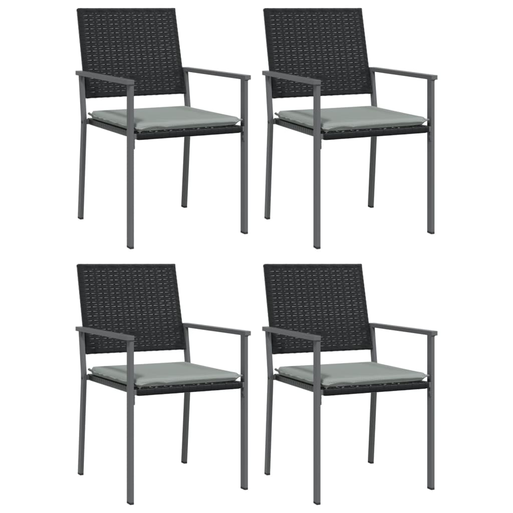 Set Pranzo da Giardino 5pz con Cuscini in Polyrattan e Acciaio 3187002