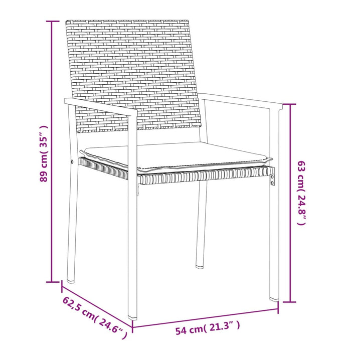 Set Pranzo da Giardino 5pz con Cuscini in Polyrattan e Acciaio 3187002