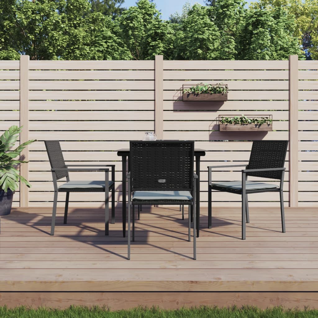 Set Pranzo da Giardino 5pz con Cuscini in Polyrattan e Acciaio 3187002