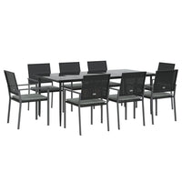 Set Pranzo da Giardino 9 pz con Cuscini in Polyrattan e Acciaio 3187014