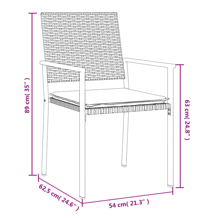 Set Pranzo da Giardino 9 pz con Cuscini in Polyrattan e Acciaio 3187014