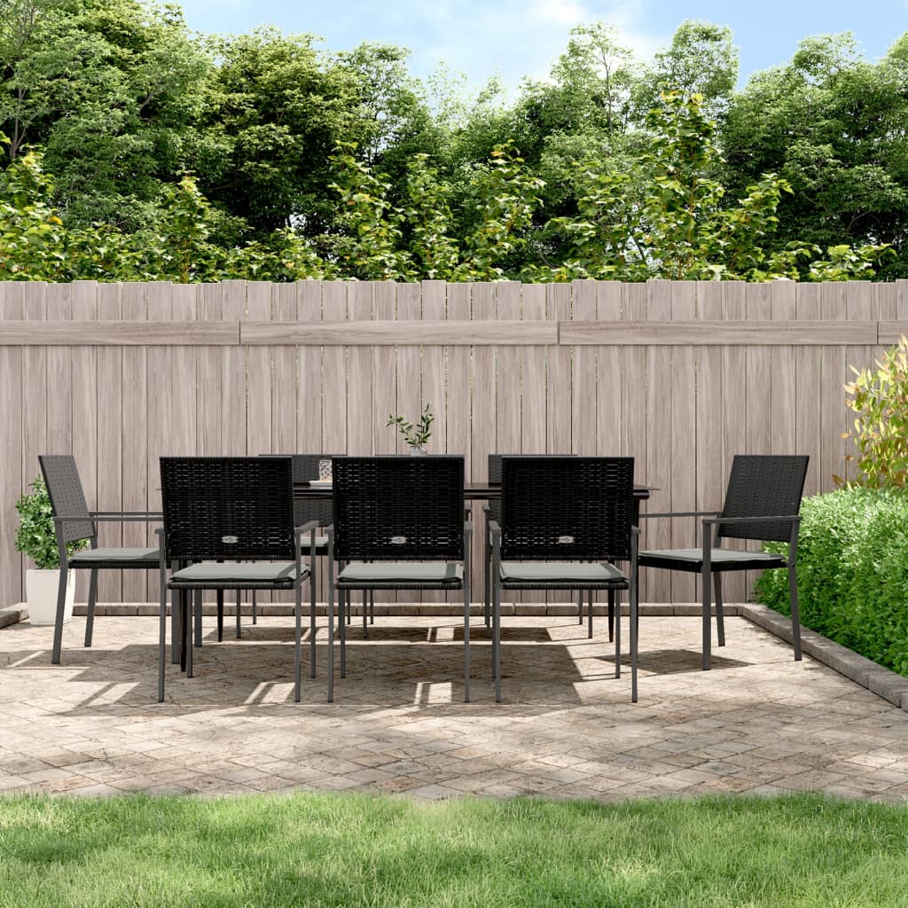 Set Pranzo da Giardino 9 pz con Cuscini in Polyrattan e Acciaio 3187014