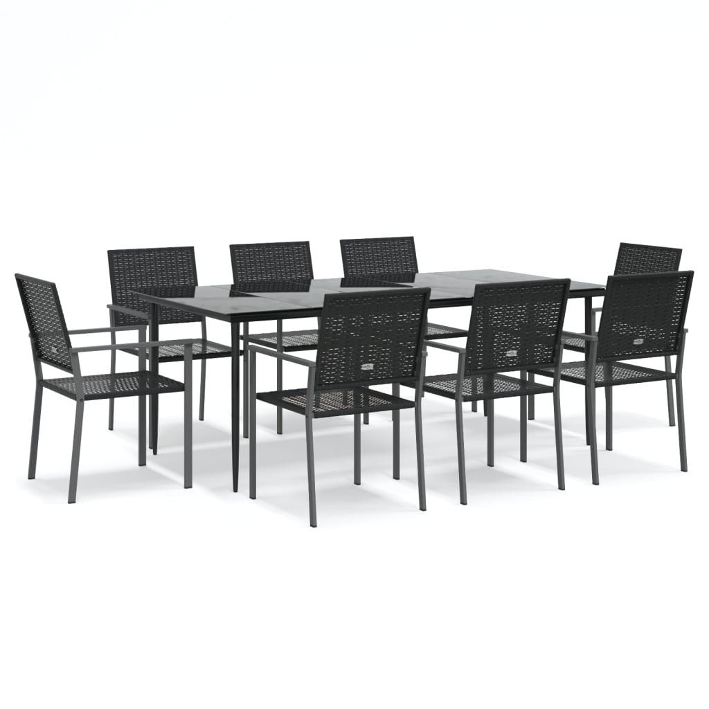 Set da Pranzo da Giardino 9 pz in Polyrattan e Acciaio 3187016