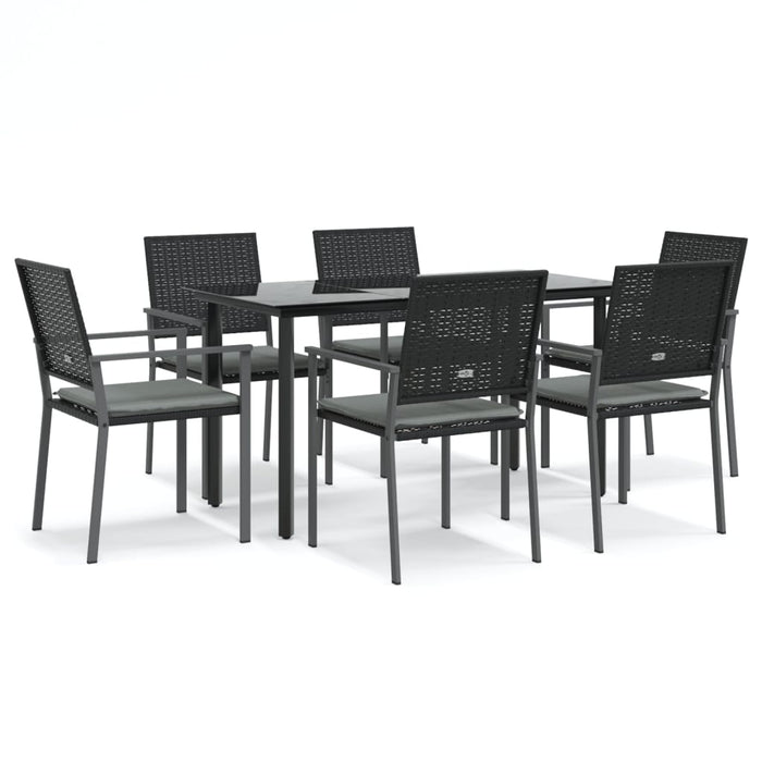 Set Pranzo da Giardino 7 pz con Cuscini in Polyrattan e Acciaio 3187022