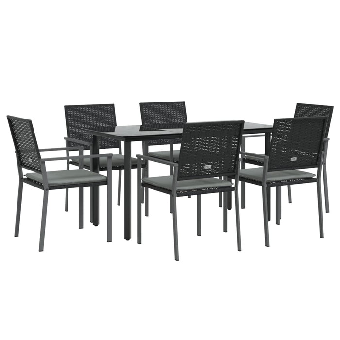 Set Pranzo da Giardino 7 pz con Cuscini in Polyrattan e Acciaio 3187022