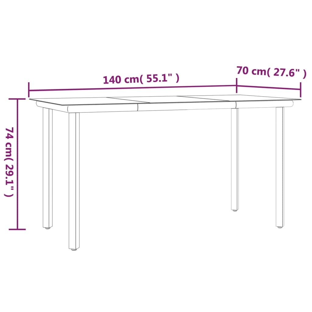 Set da Pranzo da Giardino 5 pz in Polyrattan e Acciaio 3187023