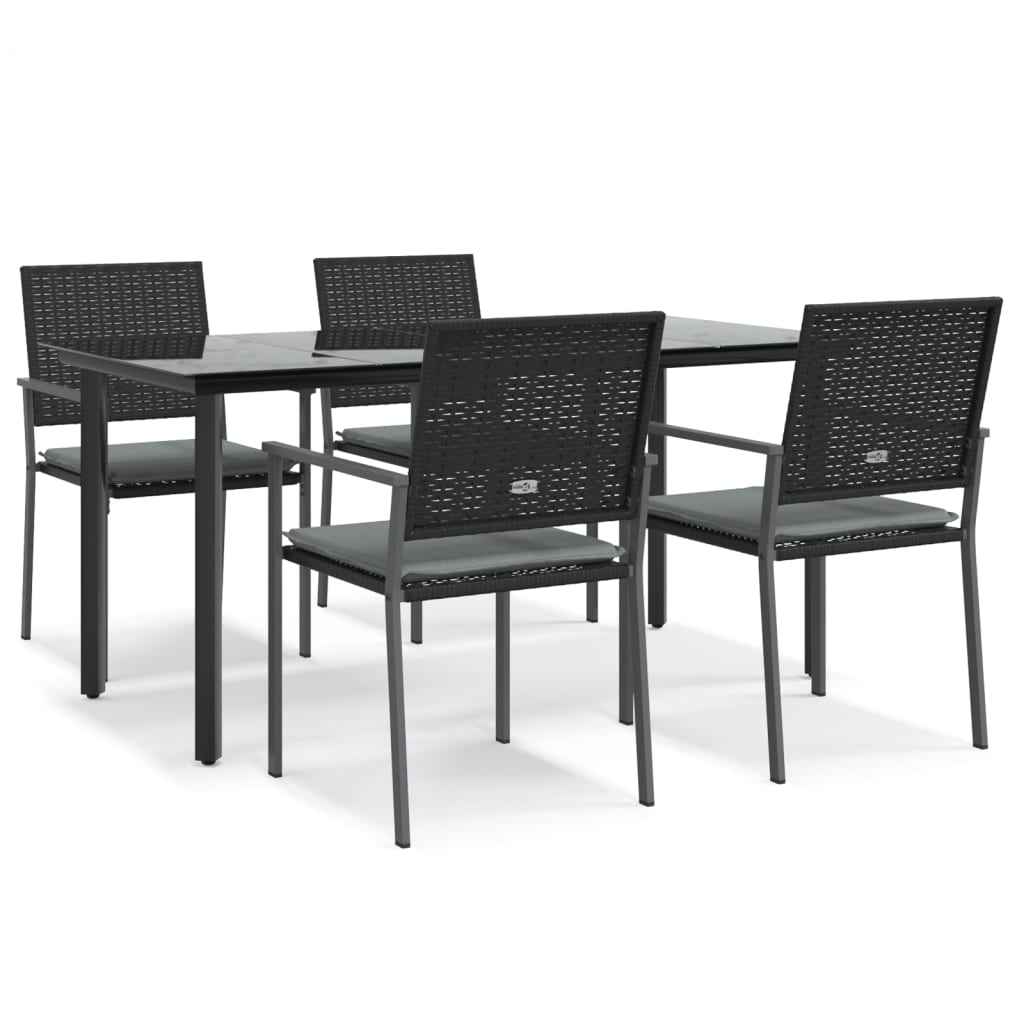 Set Pranzo da Giardino 5pz con Cuscini in Polyrattan e Acciaio 3187025