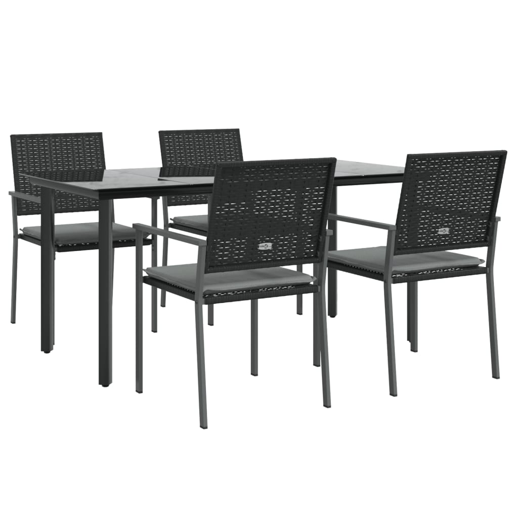 Set Pranzo da Giardino 5pz con Cuscini in Polyrattan e Acciaio 3187025