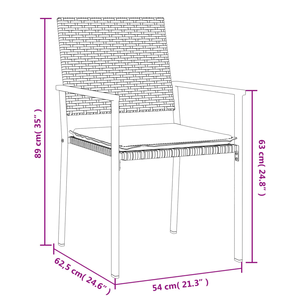 Set Pranzo da Giardino 5pz con Cuscini in Polyrattan e Acciaio 3187025