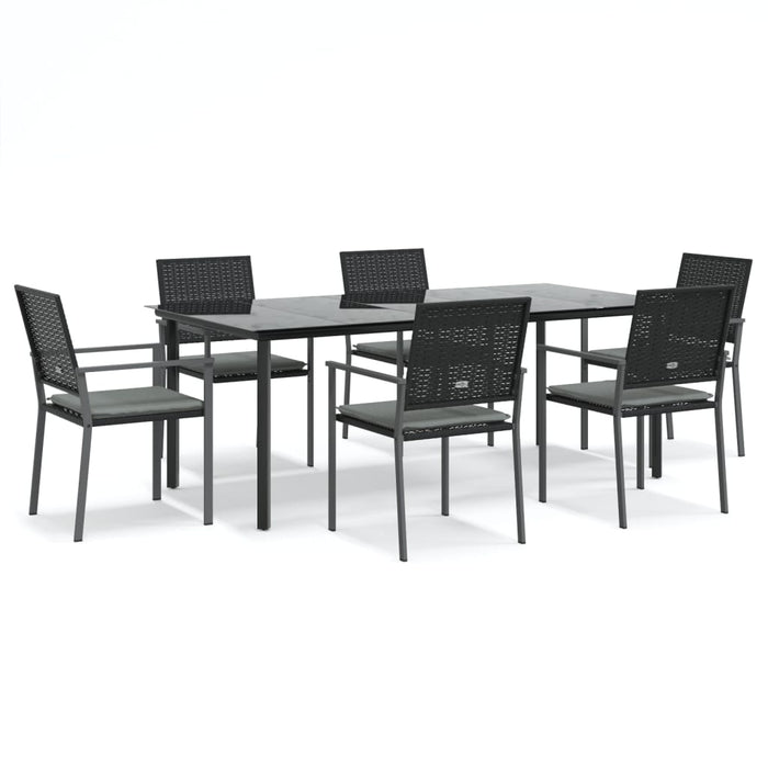 Set Pranzo da Giardino 7 pz con Cuscini in Polyrattan e Acciaio 3187029