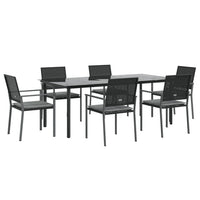 Set Pranzo da Giardino 7 pz con Cuscini in Polyrattan e Acciaio 3187029