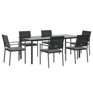 Set Pranzo da Giardino 7 pz con Cuscini in Polyrattan e Acciaio 3187029