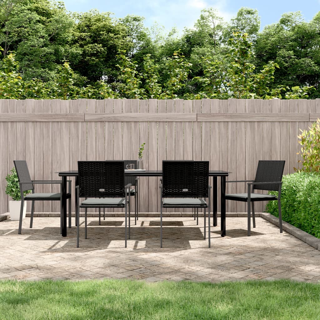 Set Pranzo da Giardino 7 pz con Cuscini in Polyrattan e Acciaio 3187029