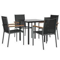 Set da Pranzo da Giardino 5 pz Nero in Textilene e Acciaiocod mxl 124560