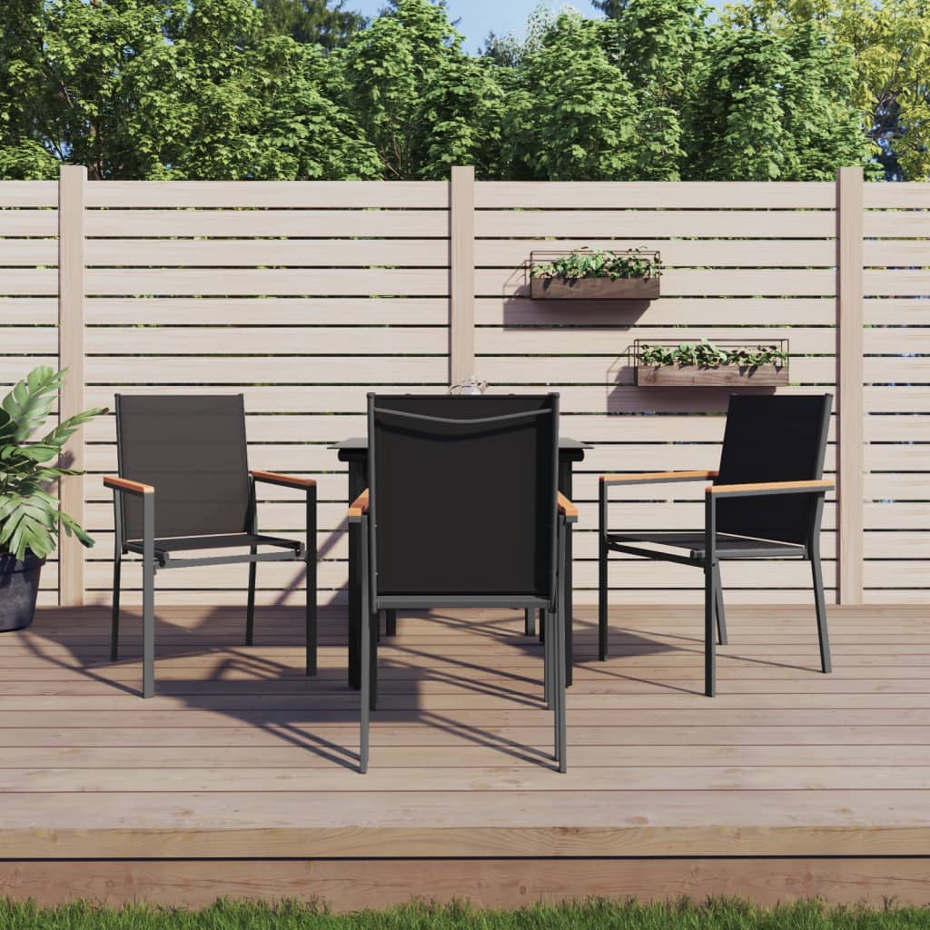 Set da Pranzo da Giardino 5 pz Nero in Textilene e Acciaiocod mxl 124560