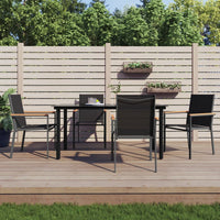 Set da Pranzo da Giardino 5 pz Nero in Textilene e Acciaiocod mxl 100603