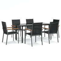 Set da Pranzo da Giardino 7 pz Nero in Textilene e Acciaio 3187046