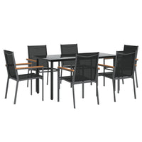 Set da Pranzo da Giardino 7 pz Nero in Textilene e Acciaio 3187046