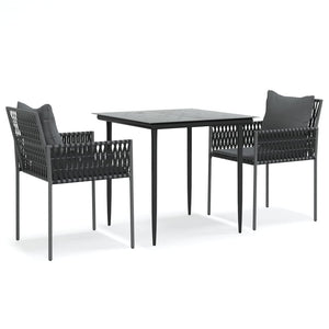 Set Pranzo da Giardino 3pz con Cuscini in Polyrattan e Acciaio 3187051