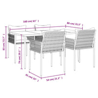 Set Pranzo da Giardino 5pz con Cuscini in Polyrattan e Acciaio 3187059