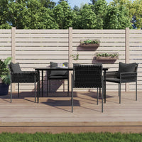 Set Pranzo da Giardino 5pz con Cuscini in Polyrattan e Acciaio 3187059