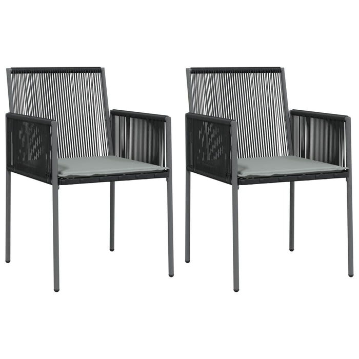 Set Pranzo Giardino 3 pz con Cuscini Polyrattan e Acciaio Nero 3187065