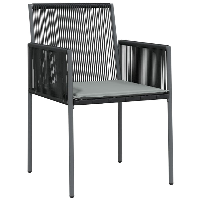 Set Pranzo Giardino 3 pz con Cuscini Polyrattan e Acciaio Nero 3187065