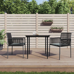 Set Pranzo Giardino 3 pz con Cuscini Polyrattan e Acciaio Nero 3187065