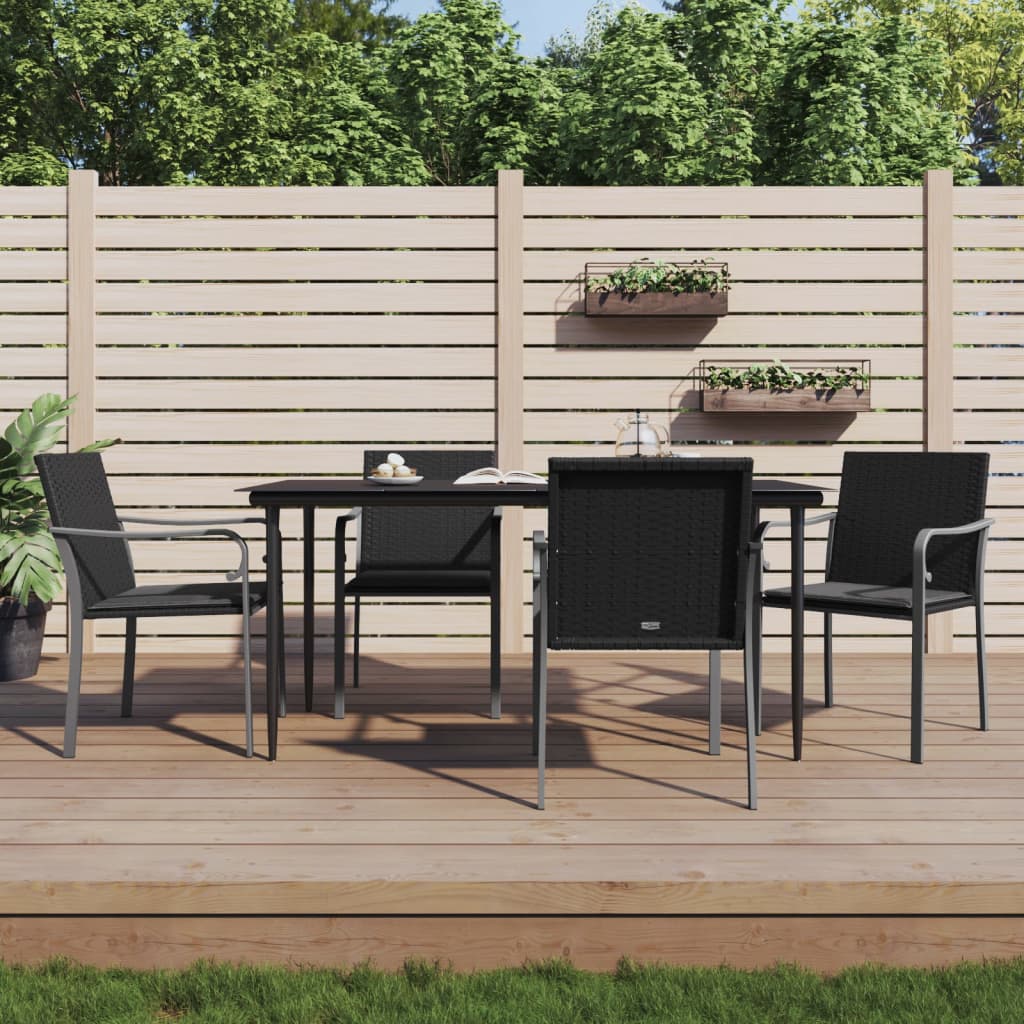 Sedie da Giardino con Cuscini 4pz Neri 56x59x84cm in Polyrattan 3187075