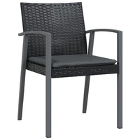 Sedie da Giardino con Cuscini 6pz Nere 56,5x57x83 cm Polyrattan 3187080