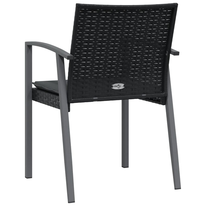 Sedie da Giardino con Cuscini 6pz Nere 56,5x57x83 cm Polyrattan 3187080