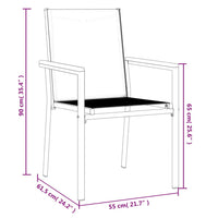 Sedie da Giardino 6 pz Nere 55x61,5x90 cm Textilene e Acciaio 3187086