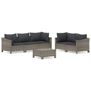 Set Divani da Giardino 6 pz con Cuscini in Polyrattan Grigiocod mxl 100639