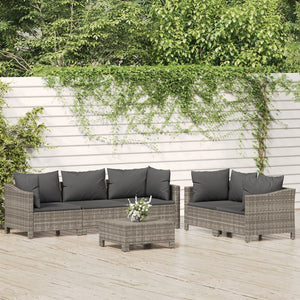 Set Divani da Giardino 6 pz con Cuscini in Polyrattan Grigiocod mxl 100639