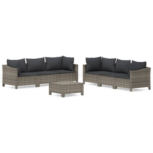 Set Divani da Giardino 7 pz con Cuscini in Polyrattan Grigio 3187266